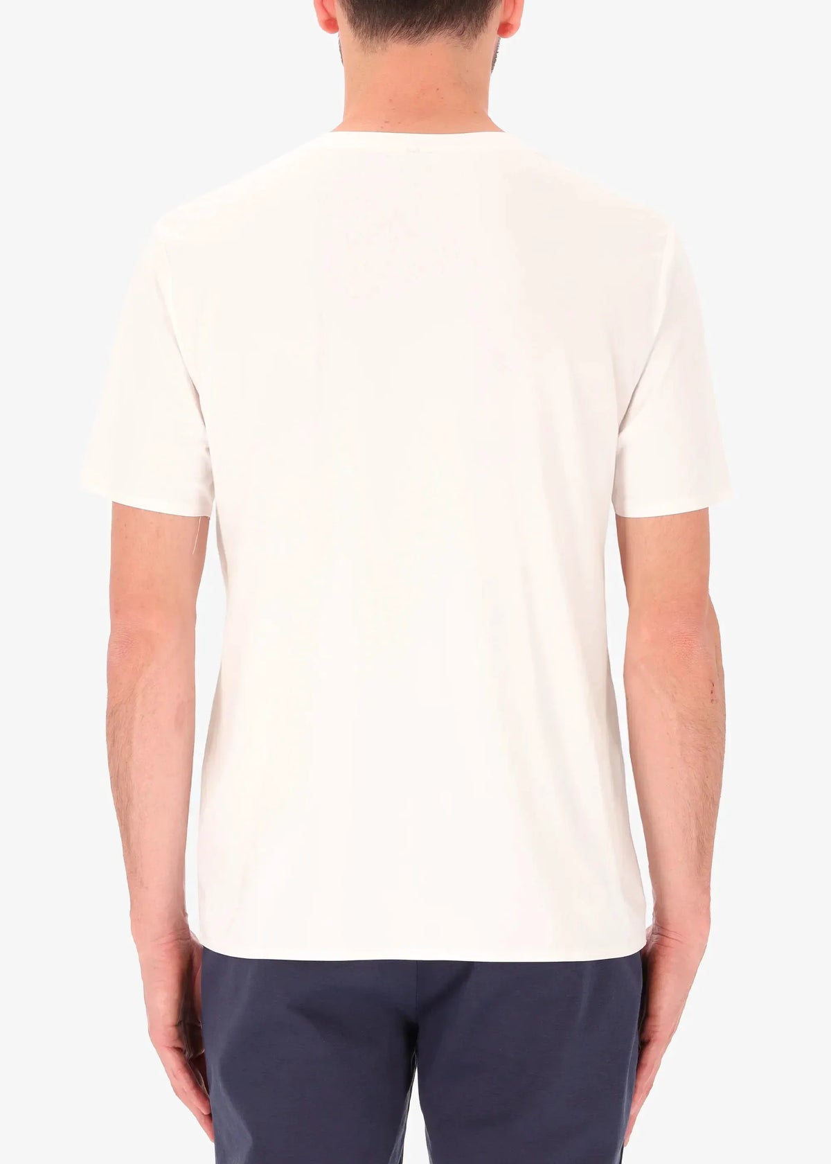 T-shirt uomo bianca manica corta vista retro, abbigliamento casual elegante