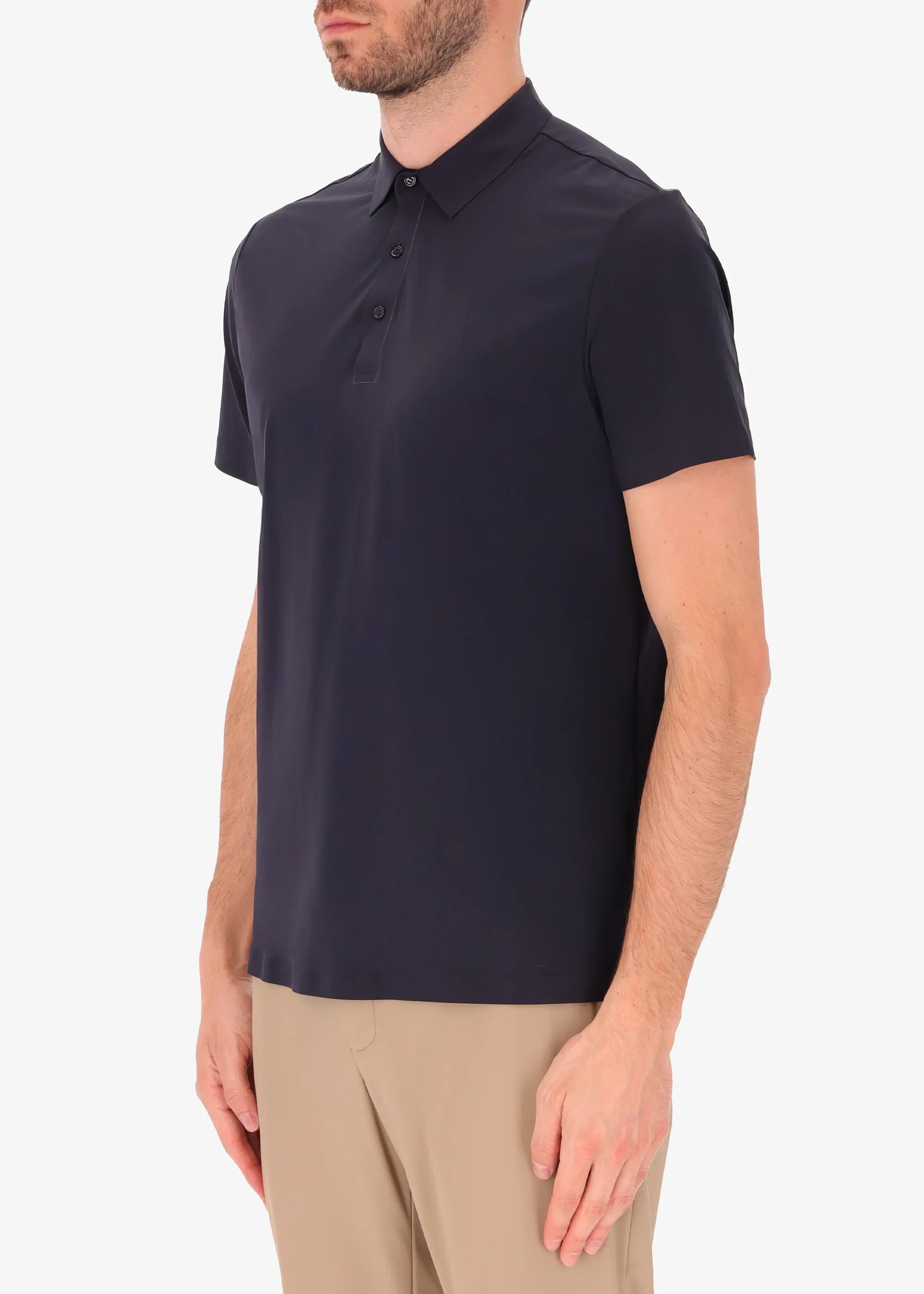 Polo uomo blu navy manica corta, colletto classico, stile elegante e casual