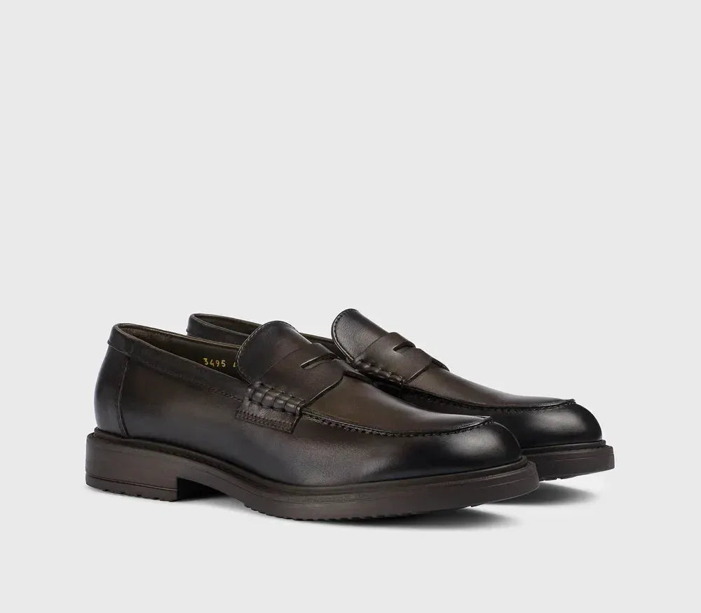 Mocassini uomo in pelle testa di moro, stile classico elegante con suola robusta