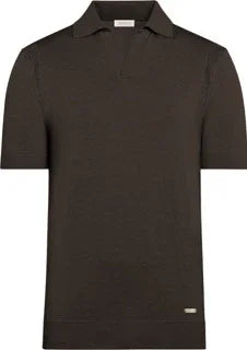 Polo uomo marrone manica corta, elegante, stile Made in Italy, abbigliamento estivo