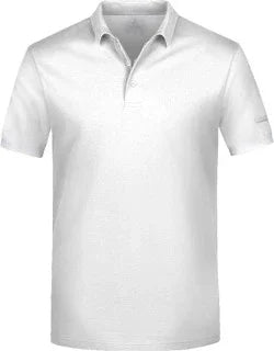 Polo uomo bianca a manica corta, stile casual elegante, abbigliamento moda uomo.
