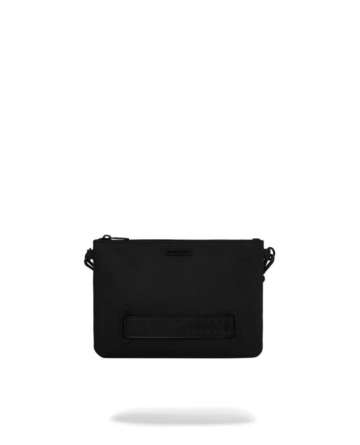 SPRAYGROUND B9327 CLUTCH BLACKED OUT EMBOSSED GOLD TOOTH CROSSOVER