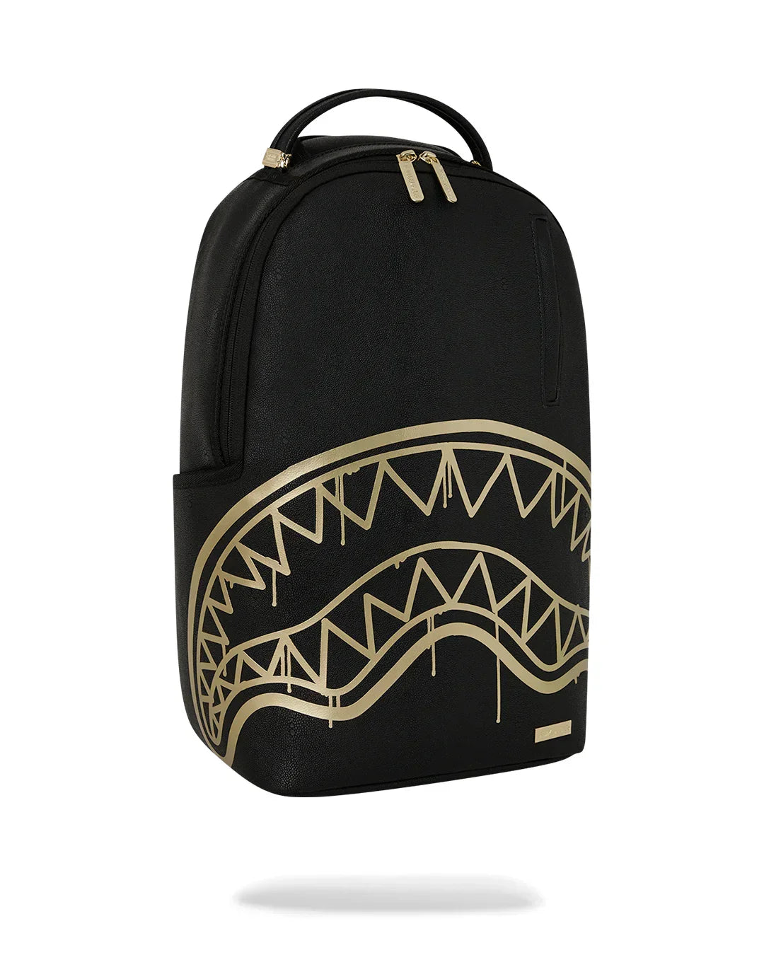 Zaino nero uomo con stampa oro geometrica, accessorio moda elegante e moderno