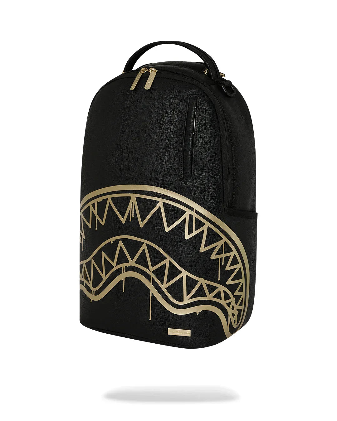 Zaino nero uomo con grafica dorata, accessori moda urban, stile moderno, collezione nuova