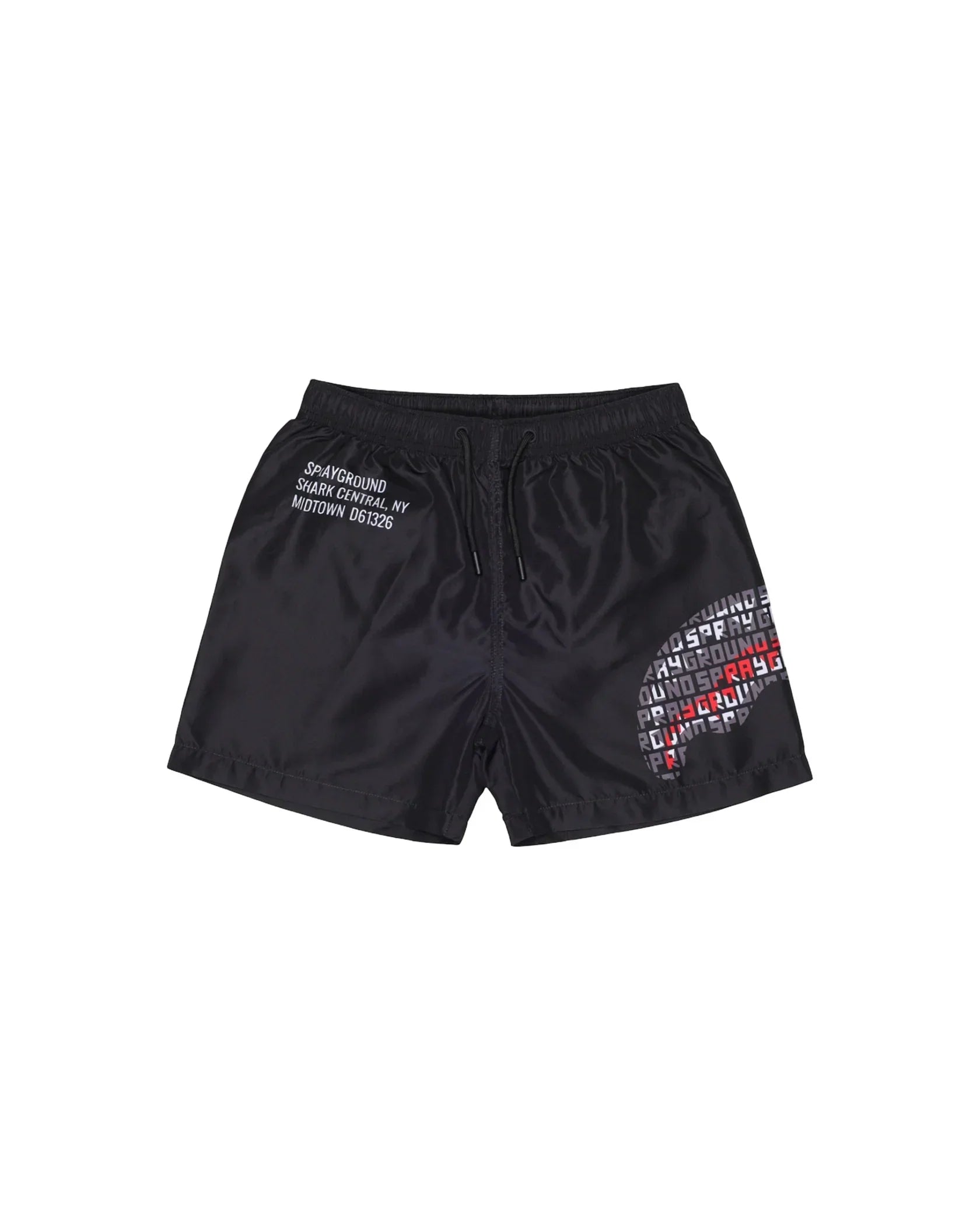 Boxer mare uomo nero con scritte bianche e rosse, elastico e laccetto in vita