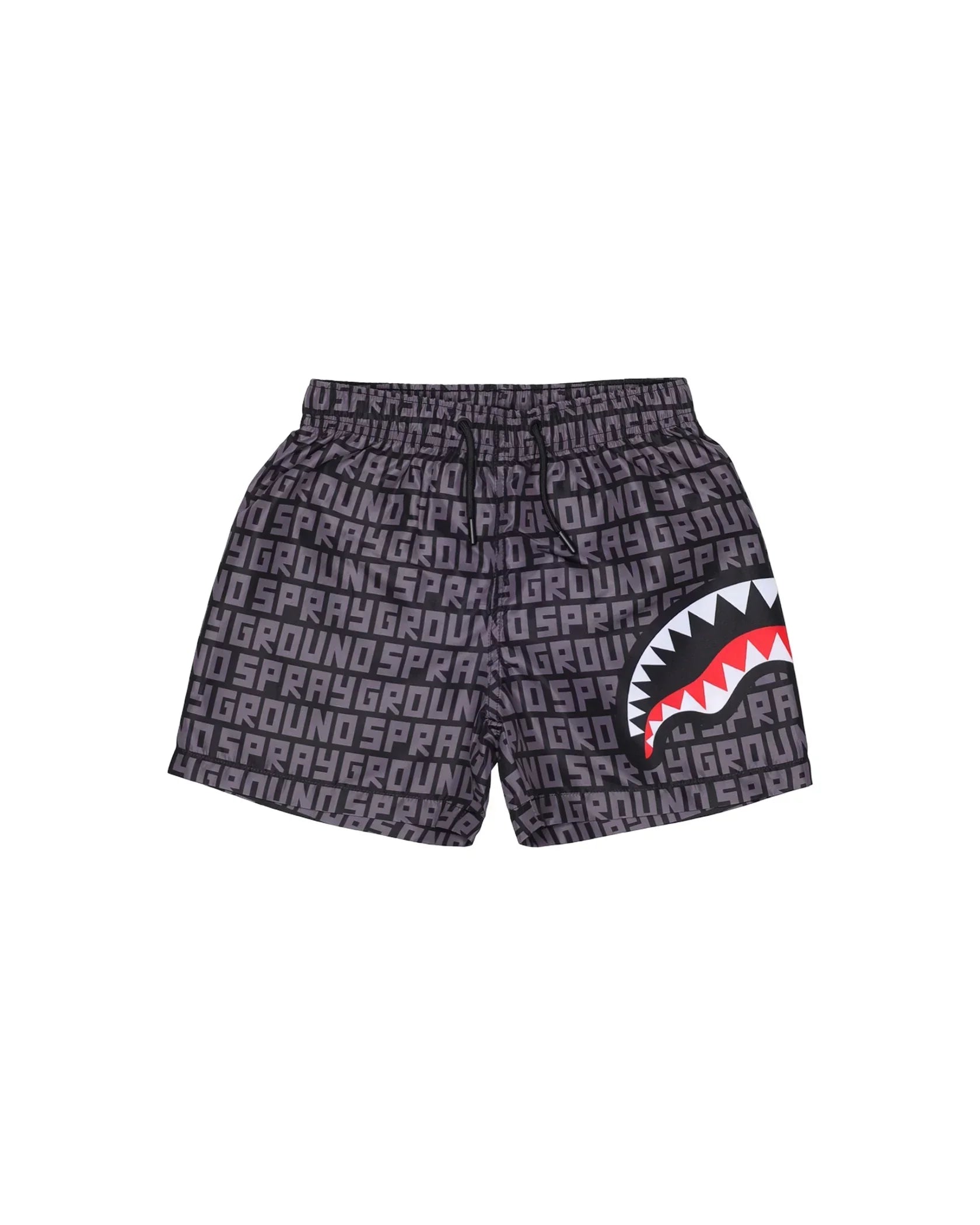 Boxer mare uomo neri con stampa Sprayground all over e dettaglio grafico squalo