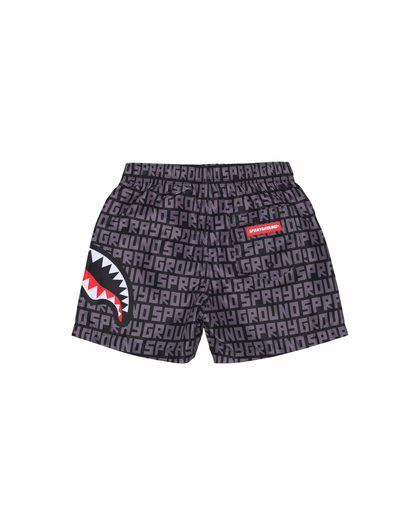 SPRAYGROUND SP917GREY SWIM SUIT SHARK CENTRAL INFINITY SWIM TRUNKS GRY