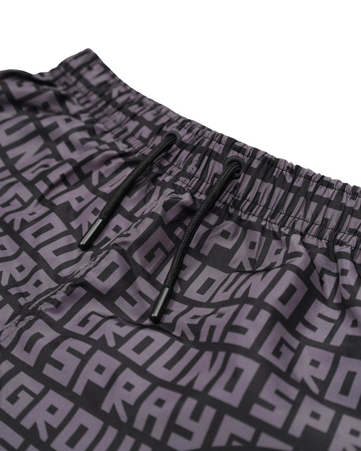 Bermuda uomo con elastico e coulisse, stampa lettering nero e grigio, moda streetwear