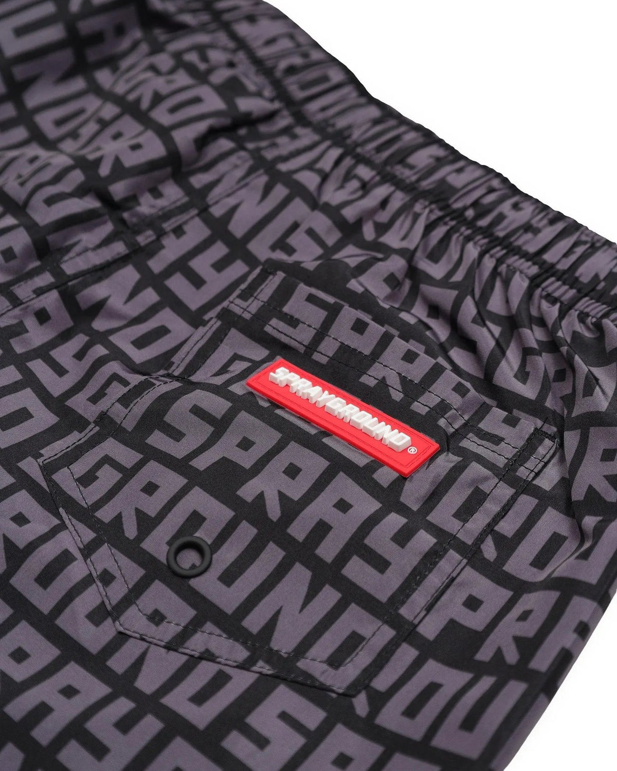 Pantaloncini neri uomo con stampa logo Sprayground e tasca posteriore, stile streetwear