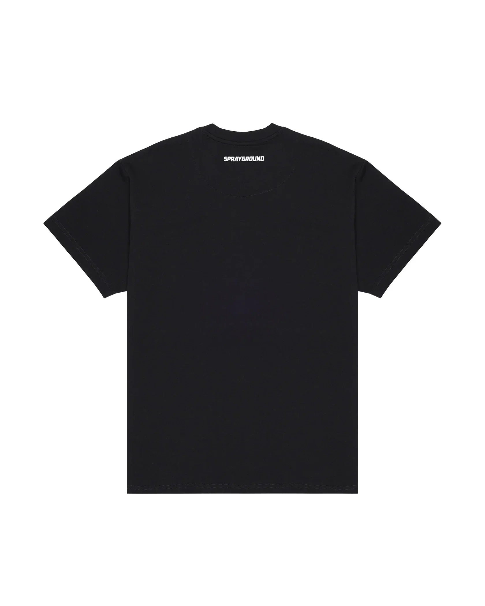 T-shirt nera uomo a maniche corte, logo bianco Sprayground sul retro.