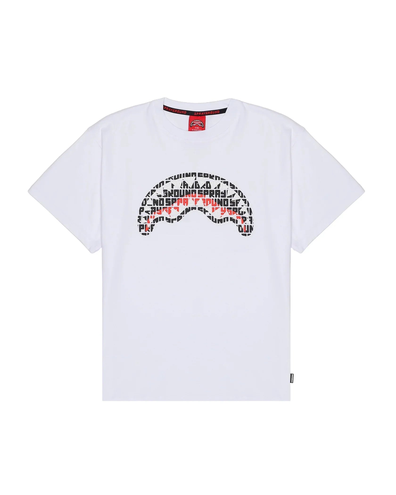 T-shirt bianca uomo con grafica mustache nera e rossa, moda casual, nuova collezione