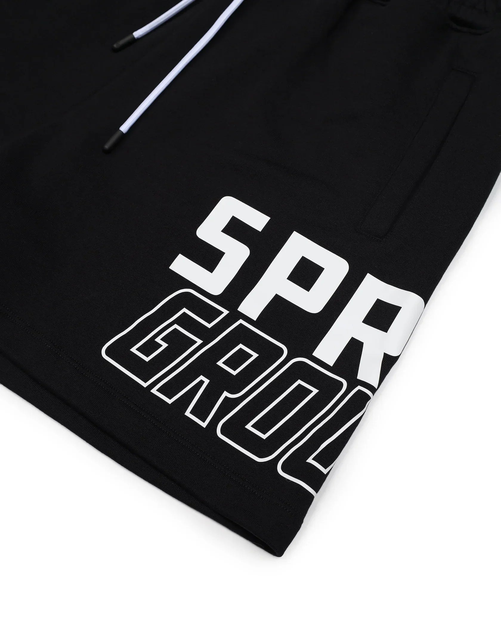 Pantaloncini neri uomo con stampa lettering bianca, tasca laterale e coulisse