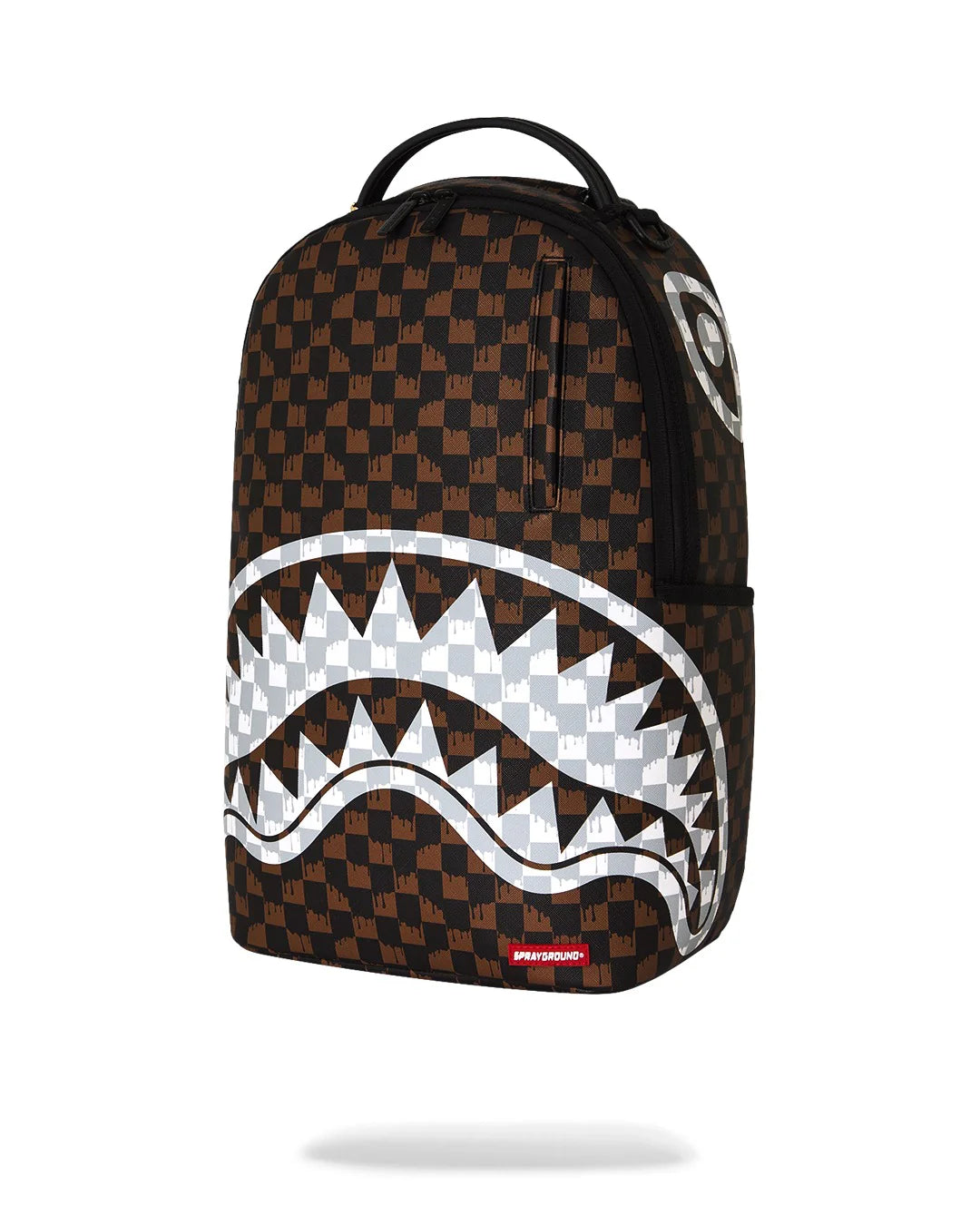 SPRAYGROUND B8552 BACKPACK BROWN AND CREAM DRIP CHECK SHARK BACKPACK