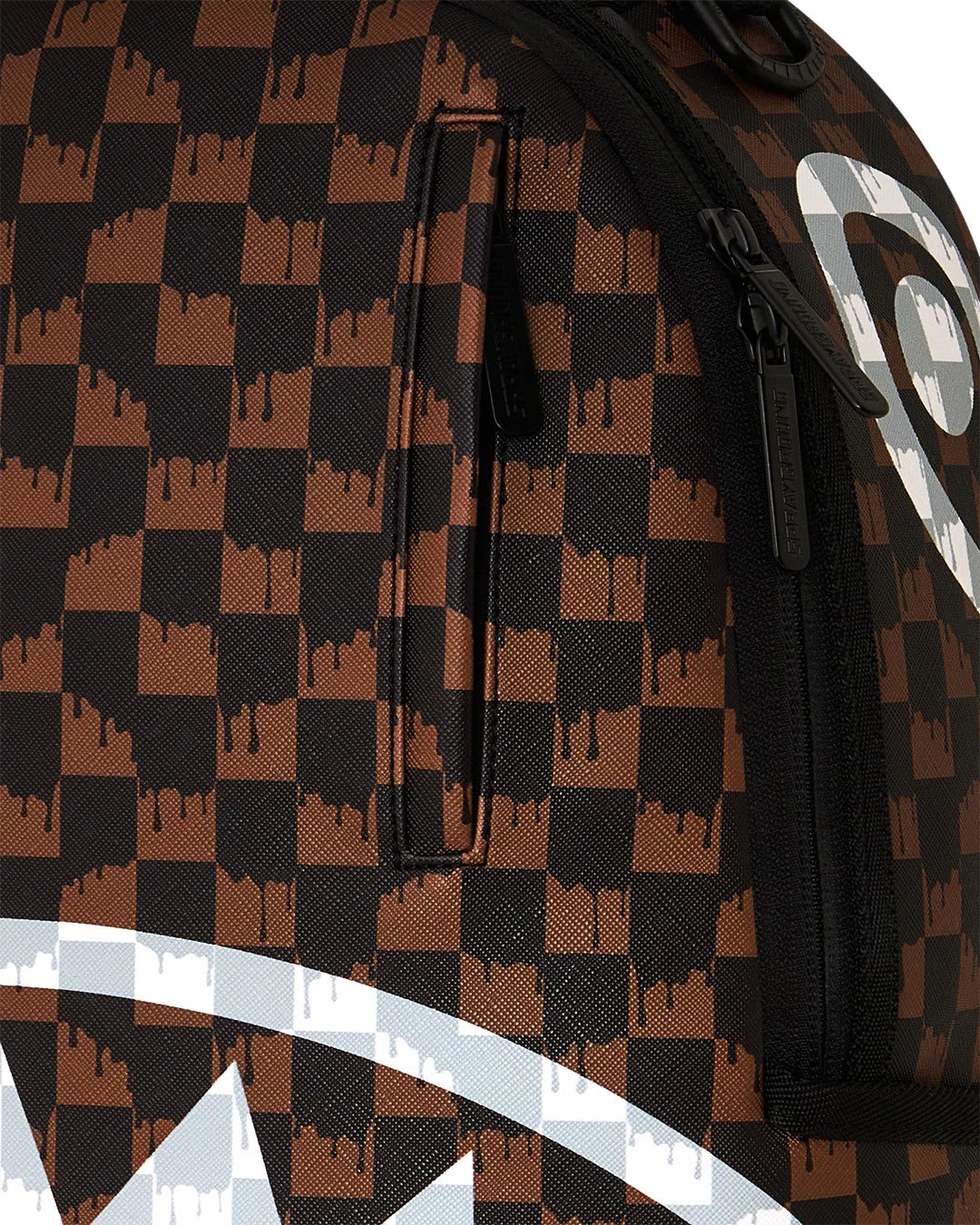 SPRAYGROUND B8552 BACKPACK BROWN AND CREAM DRIP CHECK SHARK BACKPACK