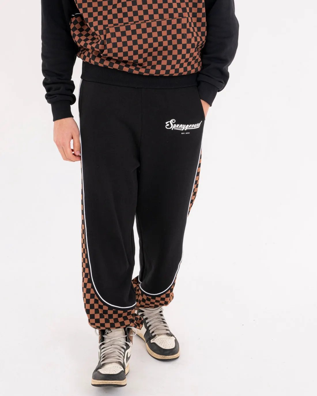 SPRAYGROUND Pantaloni Felpa Checkered Contrast Over SP934G - Fronte