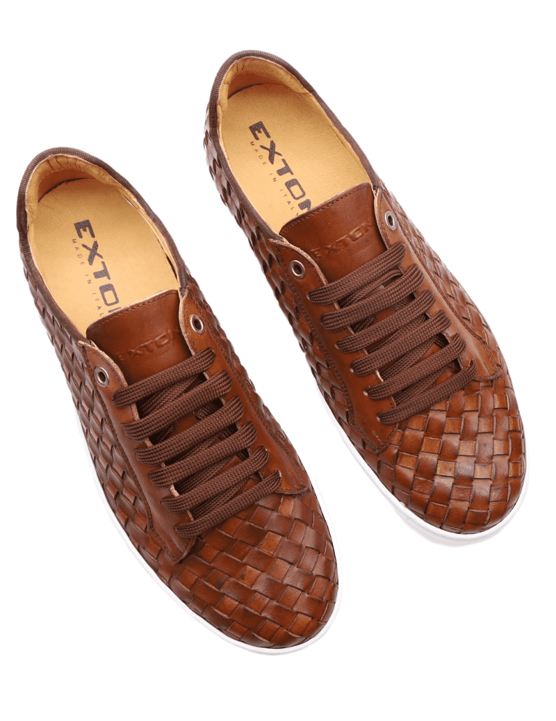 EXTON 526 CROKE CUIR TISSÉ GÉNÉRIQUE DE TIROIR À CHAUSSURES AVANT TISSÉ