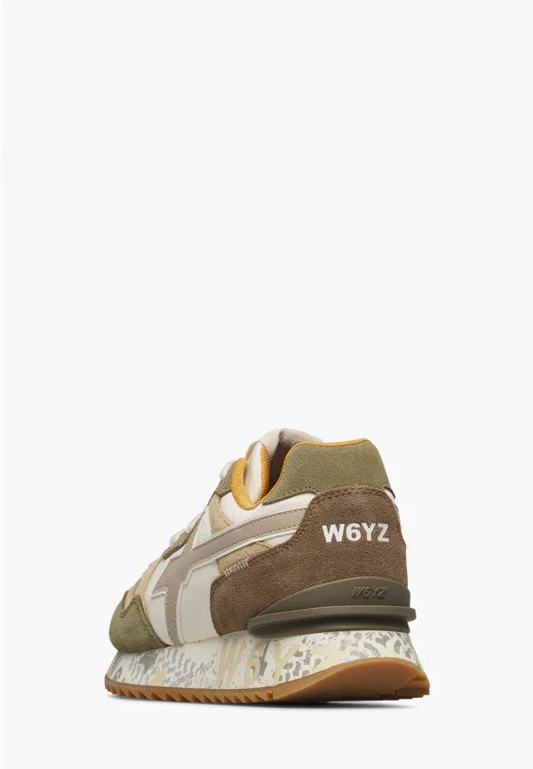 Sneaker W6YZ da uomo in suede, beige e verde oliva, suola zigrinata stile casual