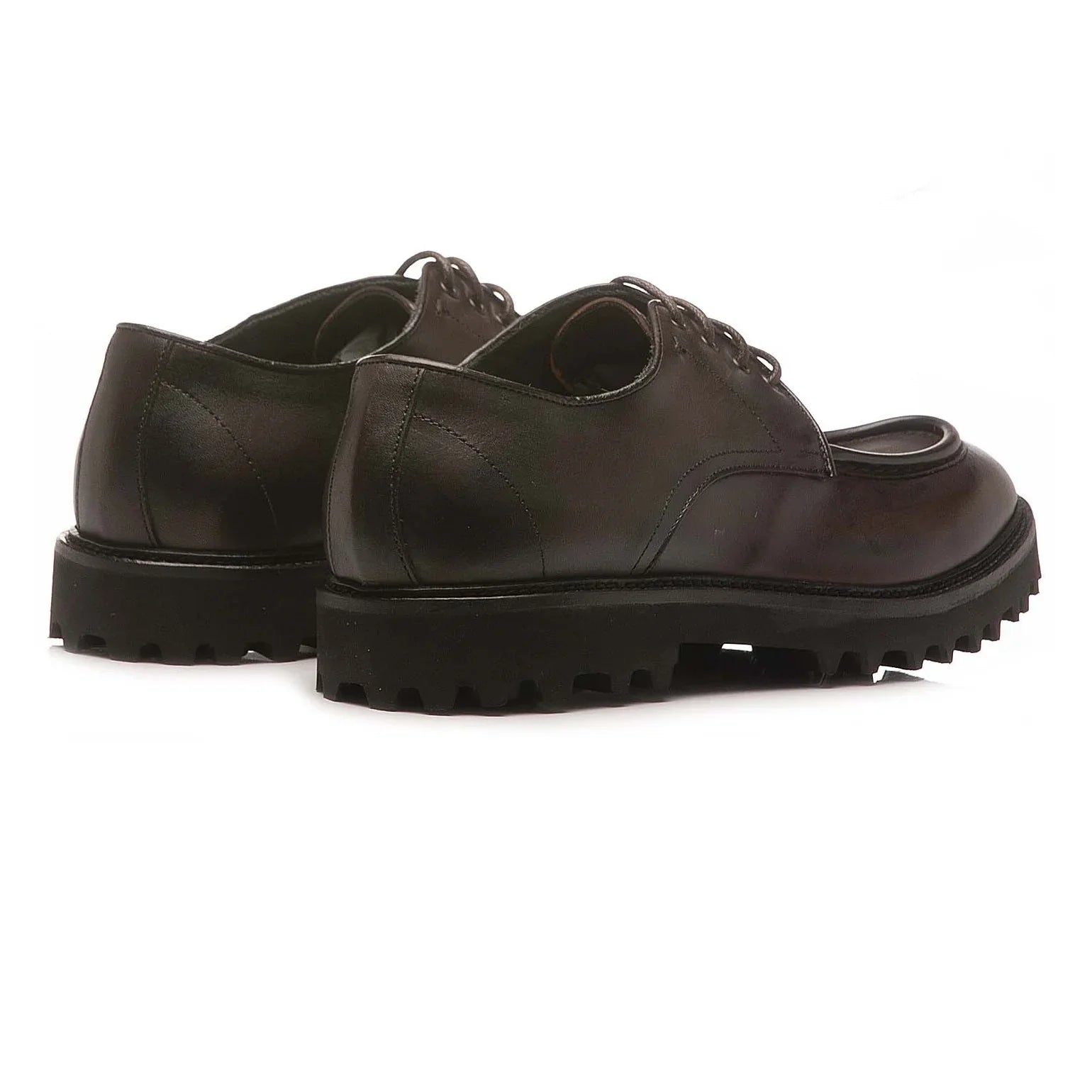 Scarpe stringate uomo in pelle nera con suola carrarmato, stile elegante e casual