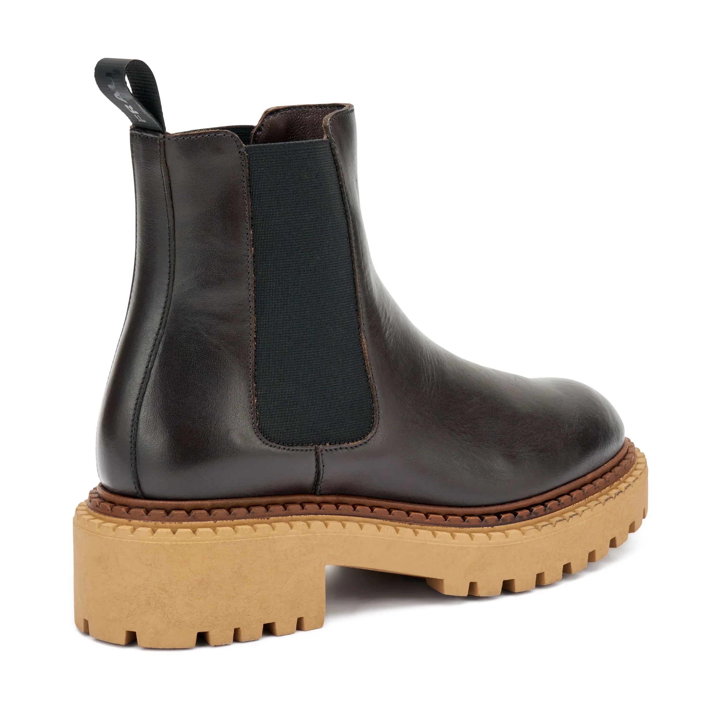 Stivaletto Chelsea donna in pelle marrone con fondo carrarmato beige, stile casual