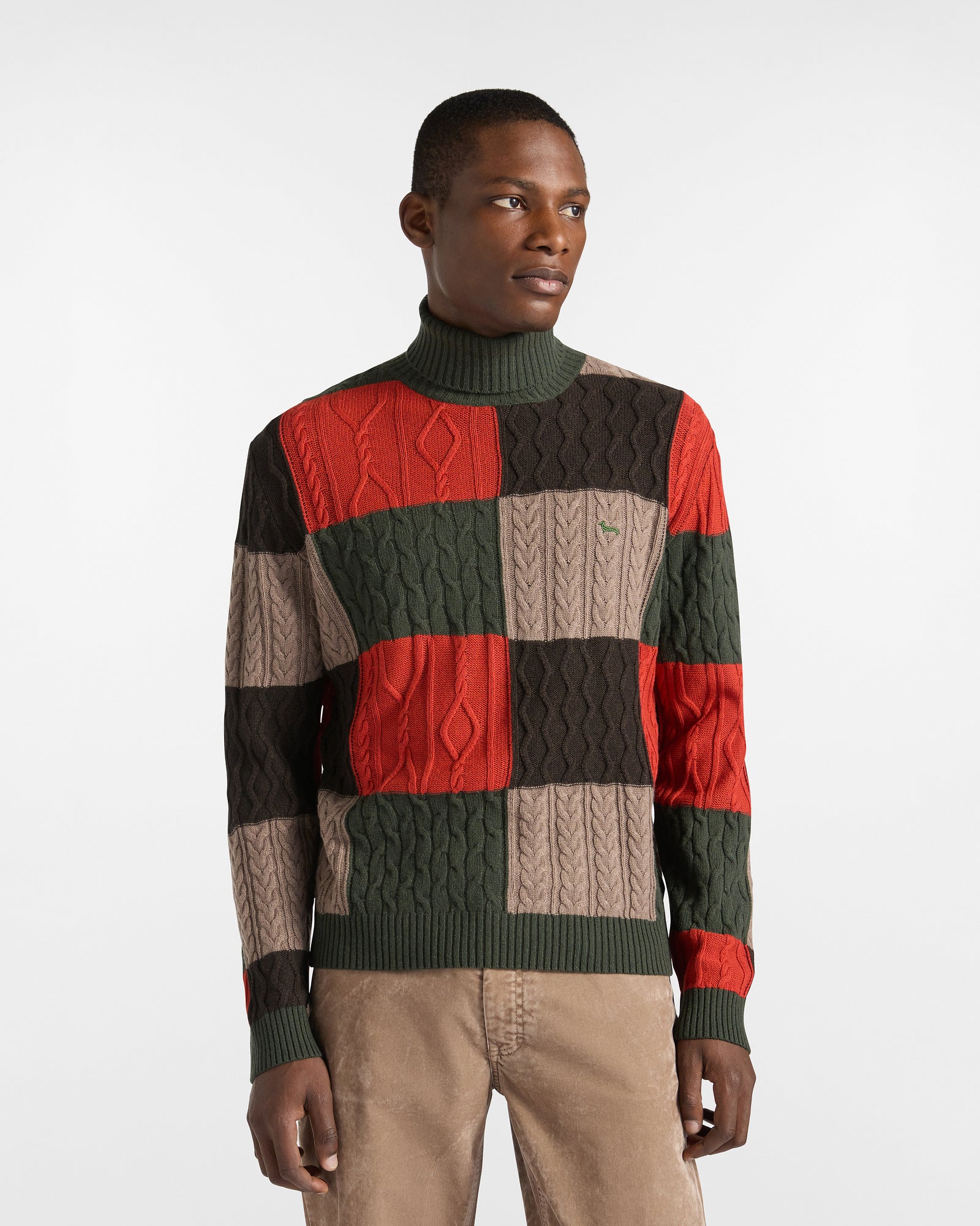 Harmont&Blaine HRP799030646 613 TURTLENECK KNIT DOLCEVITA QUADRI DI ARAN DIVERSI - Atelier Fratelli Carbè