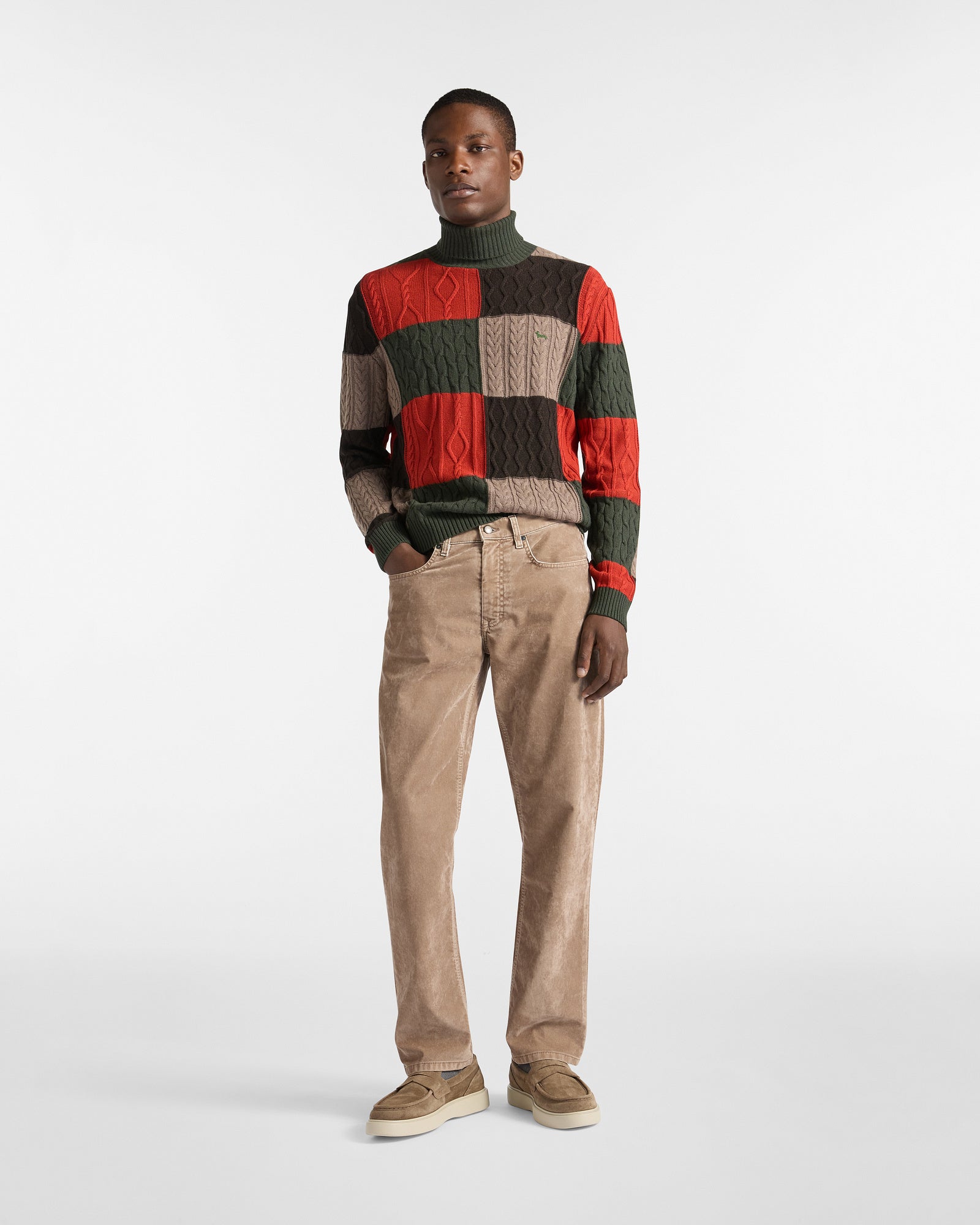 Harmont&Blaine HRP799030646 613 TURTLENECK KNIT DOLCEVITA QUADRI DI ARAN DIVERSI - Atelier Fratelli Carbè