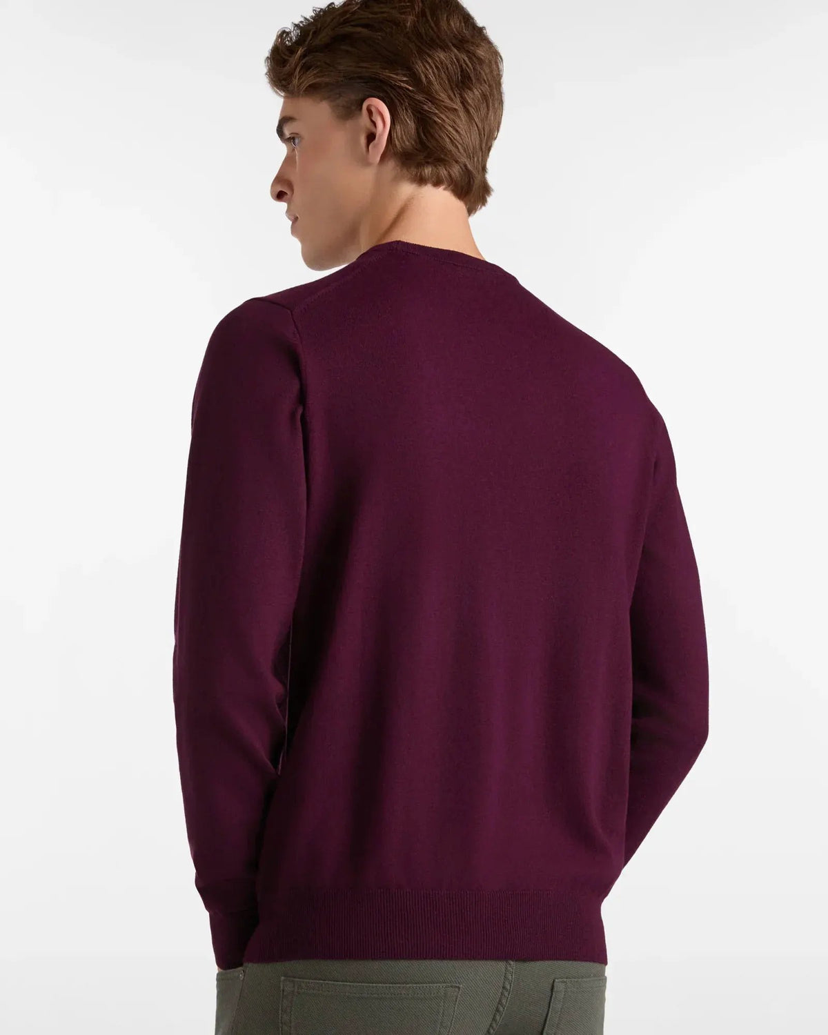 Maglione uomo vinaccia girocollo, maniche lunghe, look casual elegante