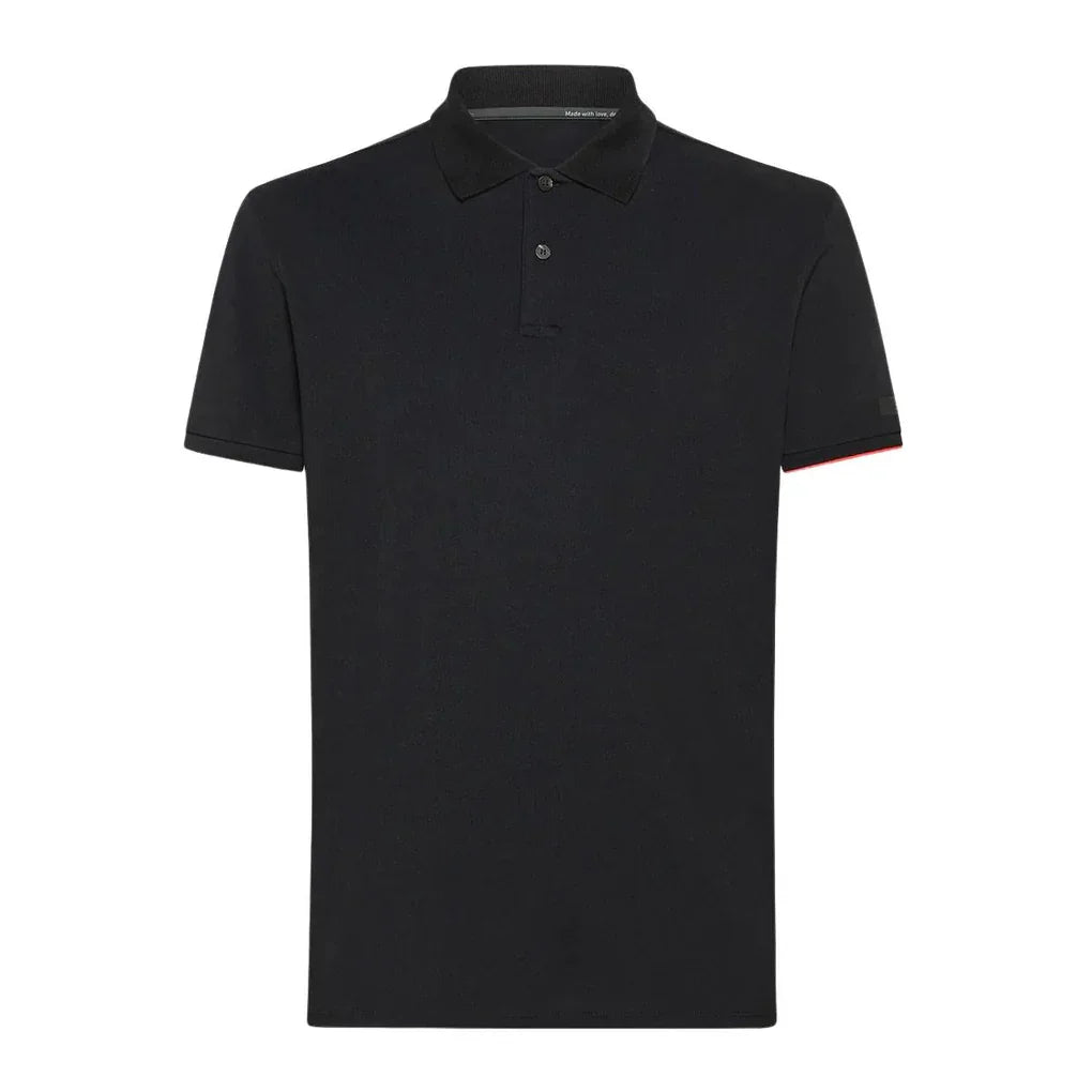 Polo uomo nera a maniche corte in cotone, stile casual elegante