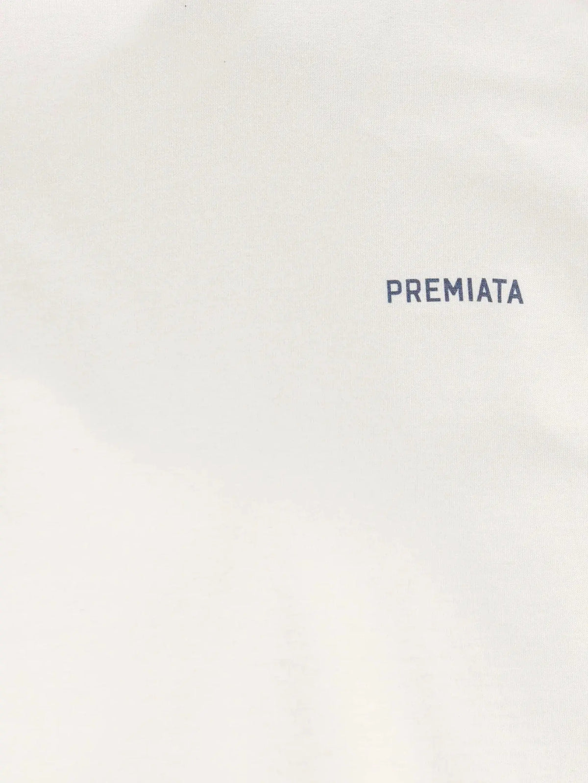 Dettaglio maglietta bianca uomo con logo Premiata stampato, abbigliamento casual di qualità