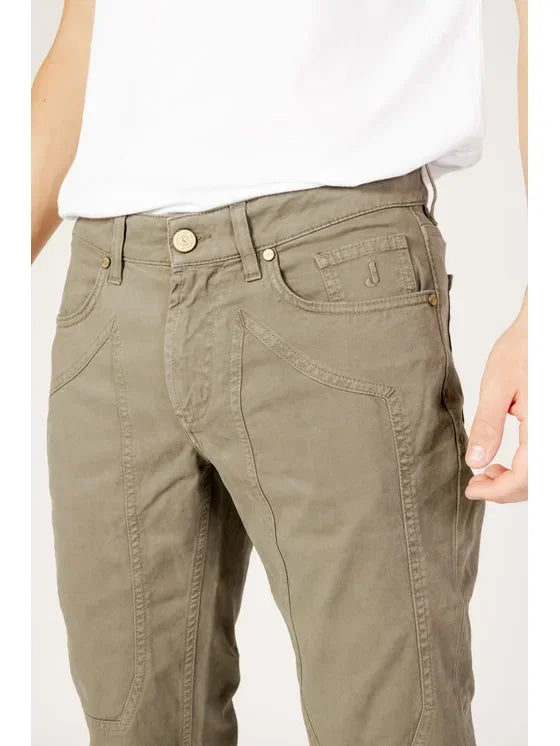 Pantalone uomo verde slim fit a 5 tasche con dettagli sartoriali