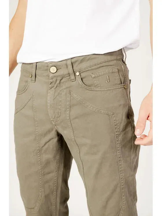 Pantalone uomo verde slim fit a 5 tasche con dettagli sartoriali