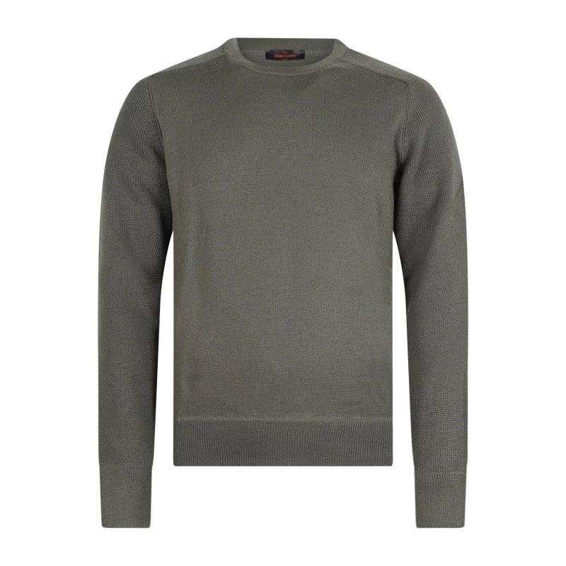 Maglione verde girocollo in lana vergine idrorepellente lavorazione a coste uomo