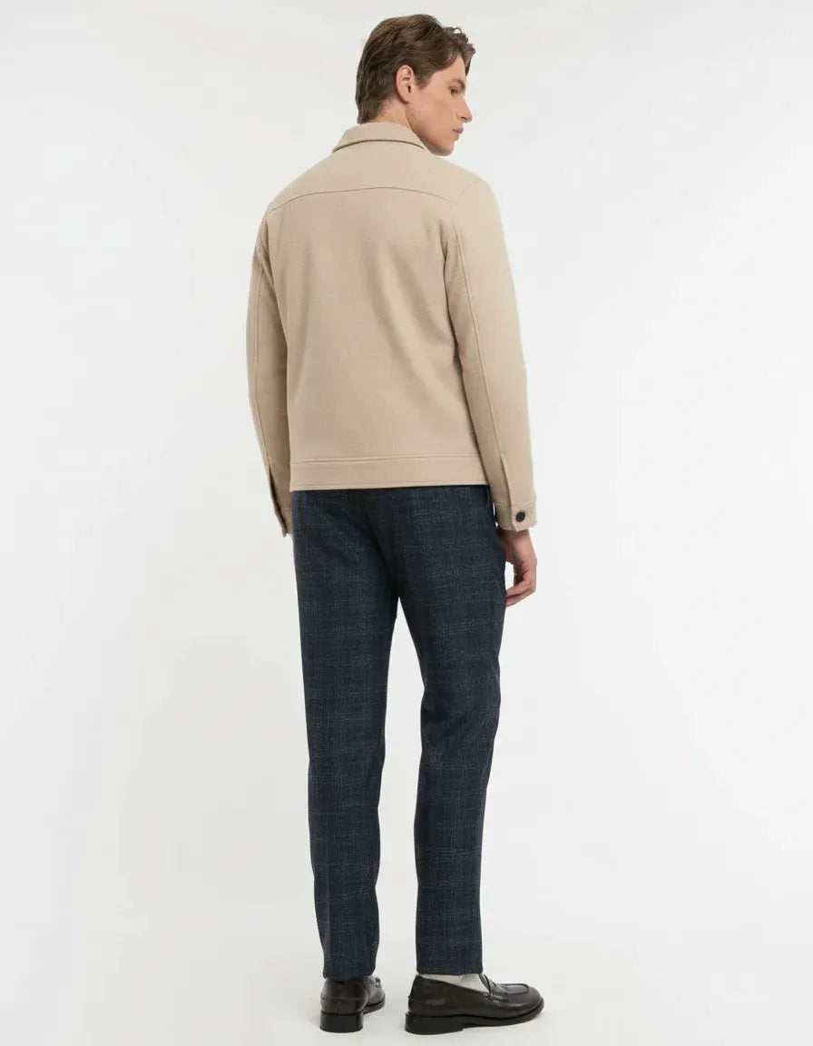 Giubbotto uomo beige elegante in panno, abbigliamento moda autunno inverno