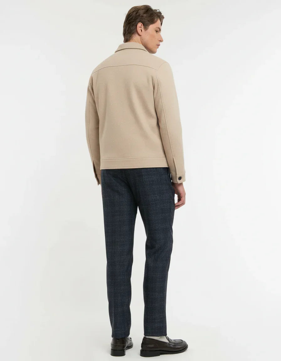 Giubbotto uomo beige elegante in panno, abbigliamento moda autunno inverno