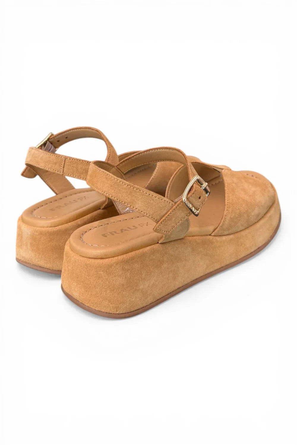 Sandali donna in camoscio beige con zeppa e cinturino regolabile, stile estivo casual