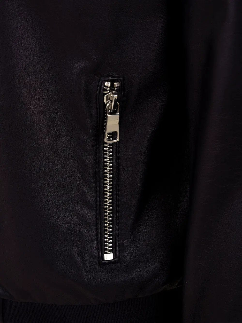 The Jack Leathers Derek Seamless Blouson Bomber Nappa Blu - Dettaglio Tasca