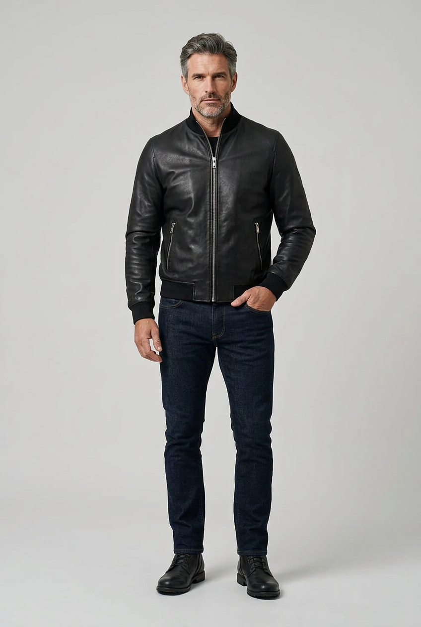 THE JACK LEATHER DEREK SEAMLESS BLOUSON JACKET BOMBER NAPPA by THE JACK LEATHER