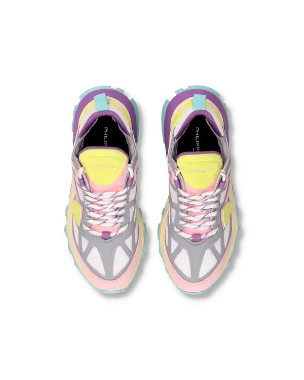 Sneakers donna multicolore, dettagli lilla, giallo, rosa e azzurro, vista dall’alto