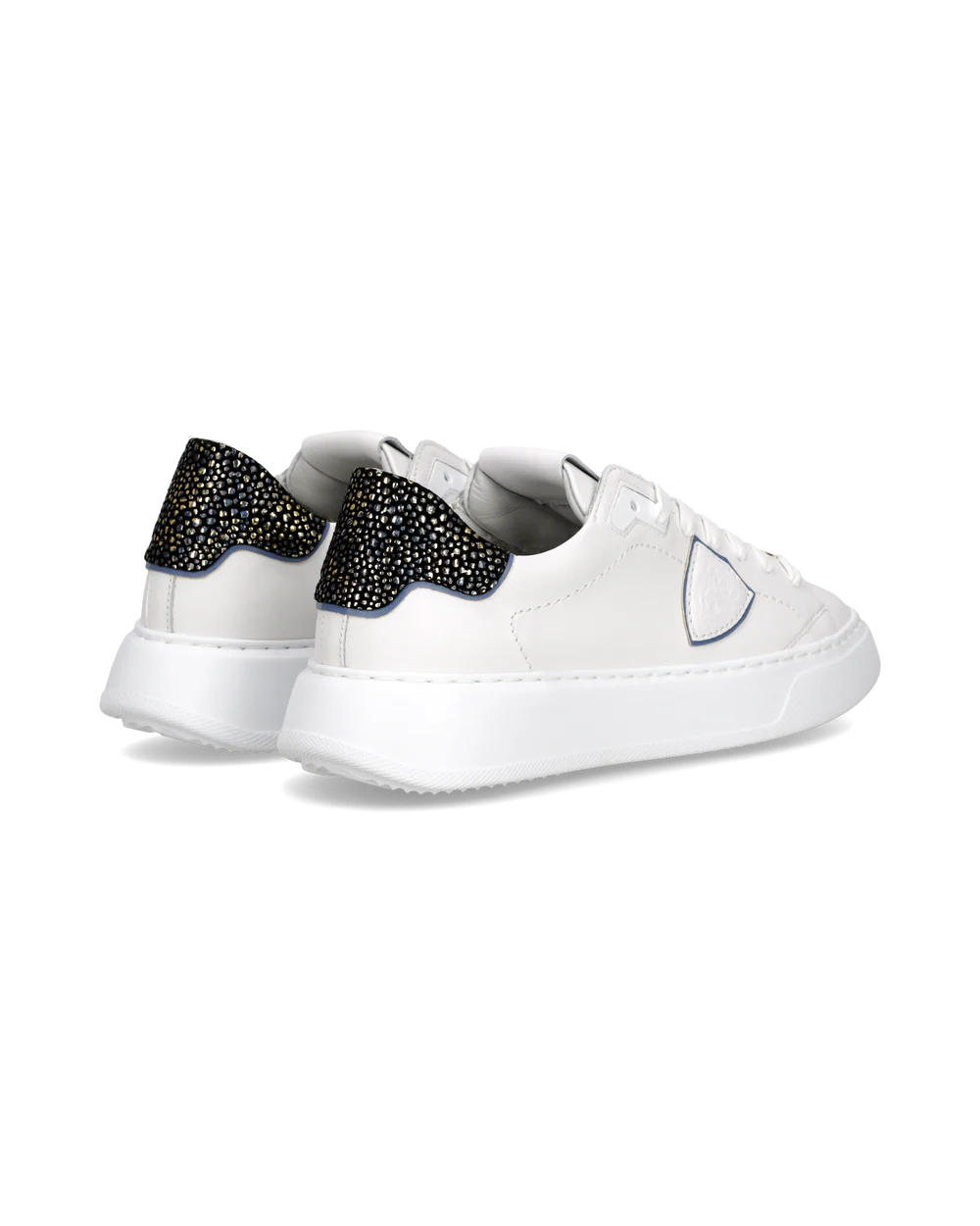 PHILIPPE MODEL BTLD VML2 SNEAKER TEMPLE LOW VEAU METAL LEO BLANC NOIR - Atelier Fratelli Carbè