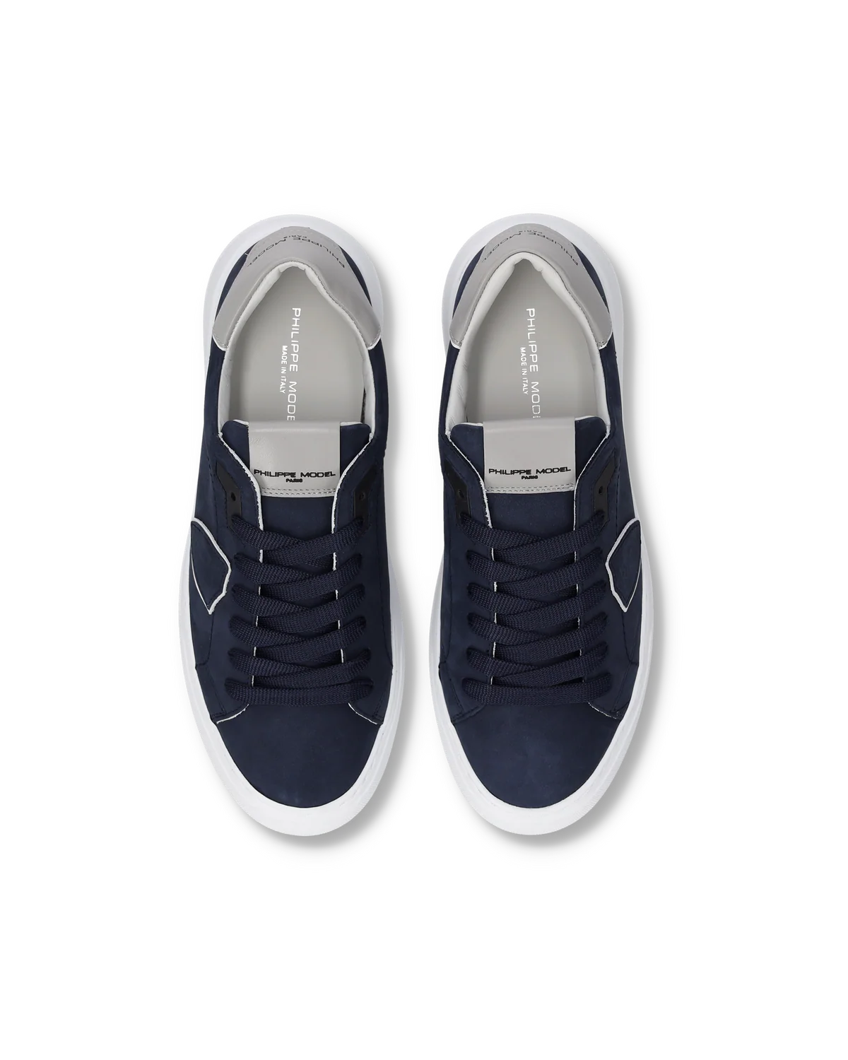 PHILIPPE MODEL BTLU NB26 SNEAKER TEMPLE LOW NUBUCK BLEU - Atelier Fratelli Carbè