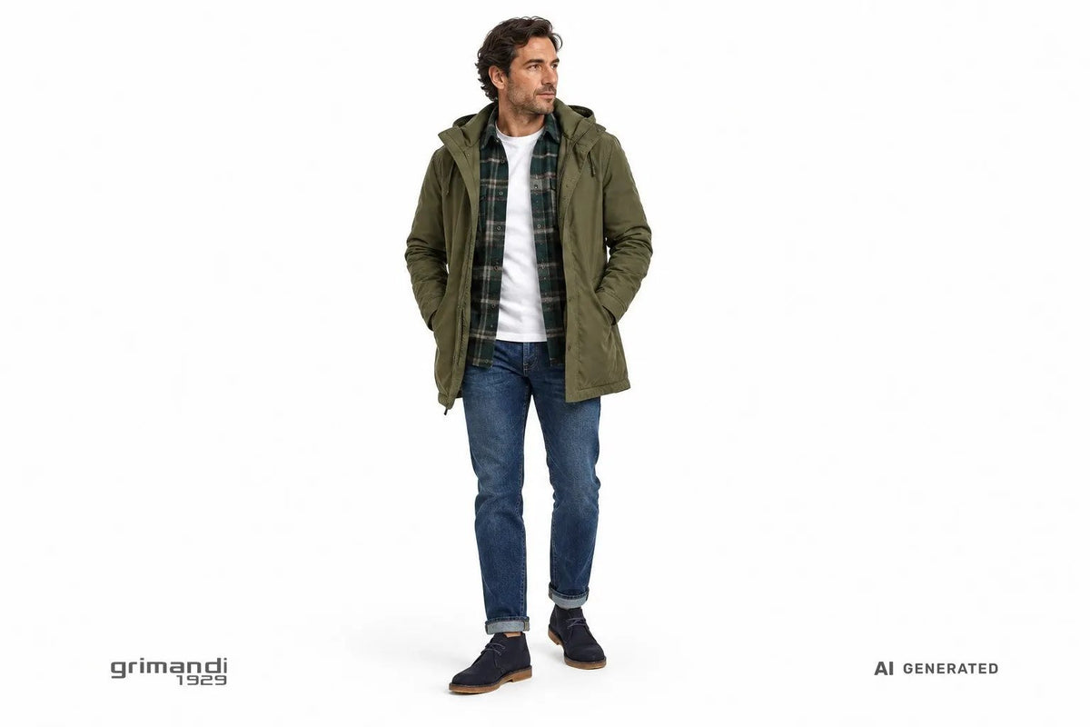 Polacco FRAU A25C0 in camoscio Blu - Look indossato denim