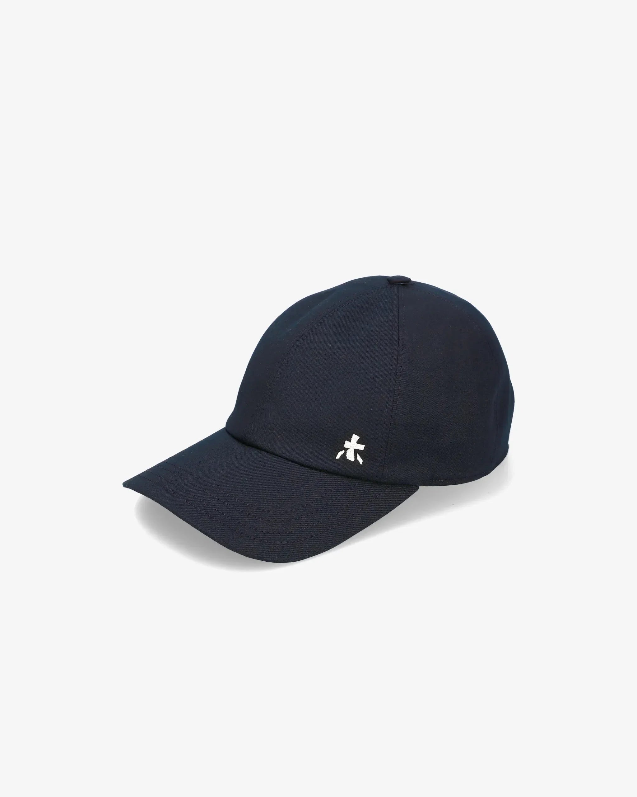 Cappellino blu scuro da uomo con logo ricamato bianco, stile casual moderno