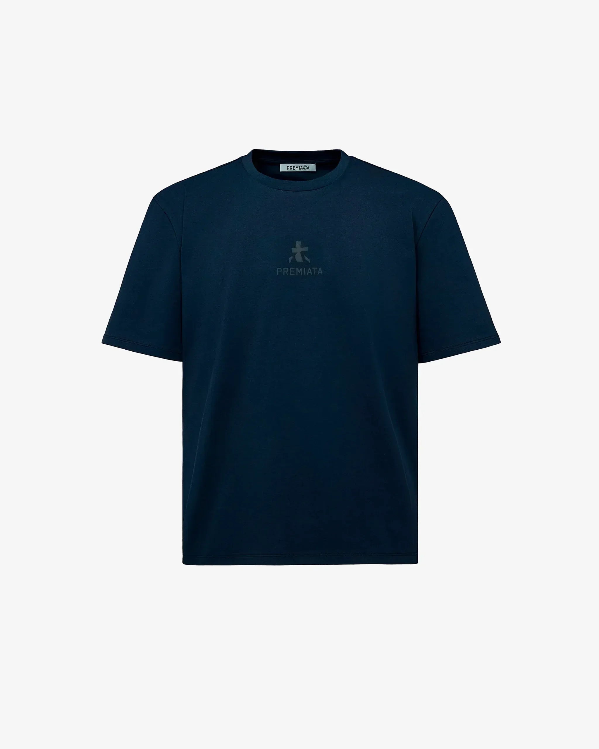 T-shirt uomo blu scuro in cotone, manica corta, logo tono su tono sul petto