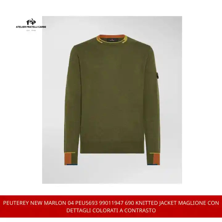 PEUTEREY NEW MARLON 04 PEU5693 99011947 690 KNITTED JACKET Maglione con dettagli colorati a contrasto by@Outfy