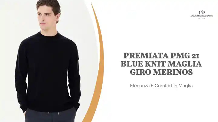 PREMIATA PMG 21 BLUE KNIT MAGLIA GIRO MERINOS by@Outfy