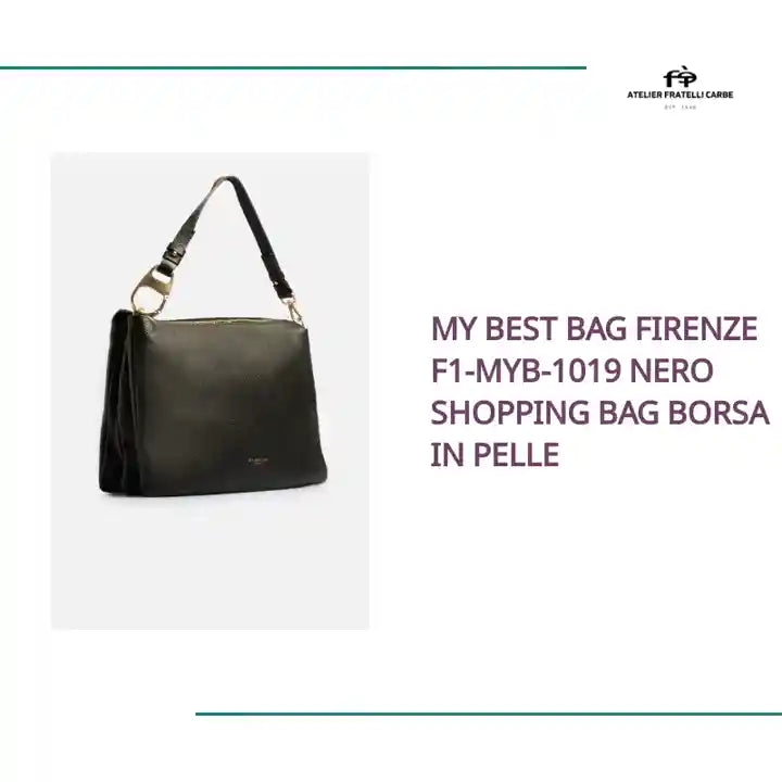 MY BEST BAG FIRENZE F1-MYB-1019 NERO SHOPPING BAG BORSA IN PELLE by@Outfy