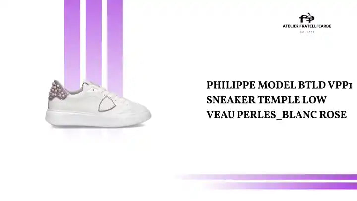 PHILIPPE MODEL BTLD VPP1 SNEAKER TEMPLE LOW VEAU PERLES_BLANC ROSE by@Outfy