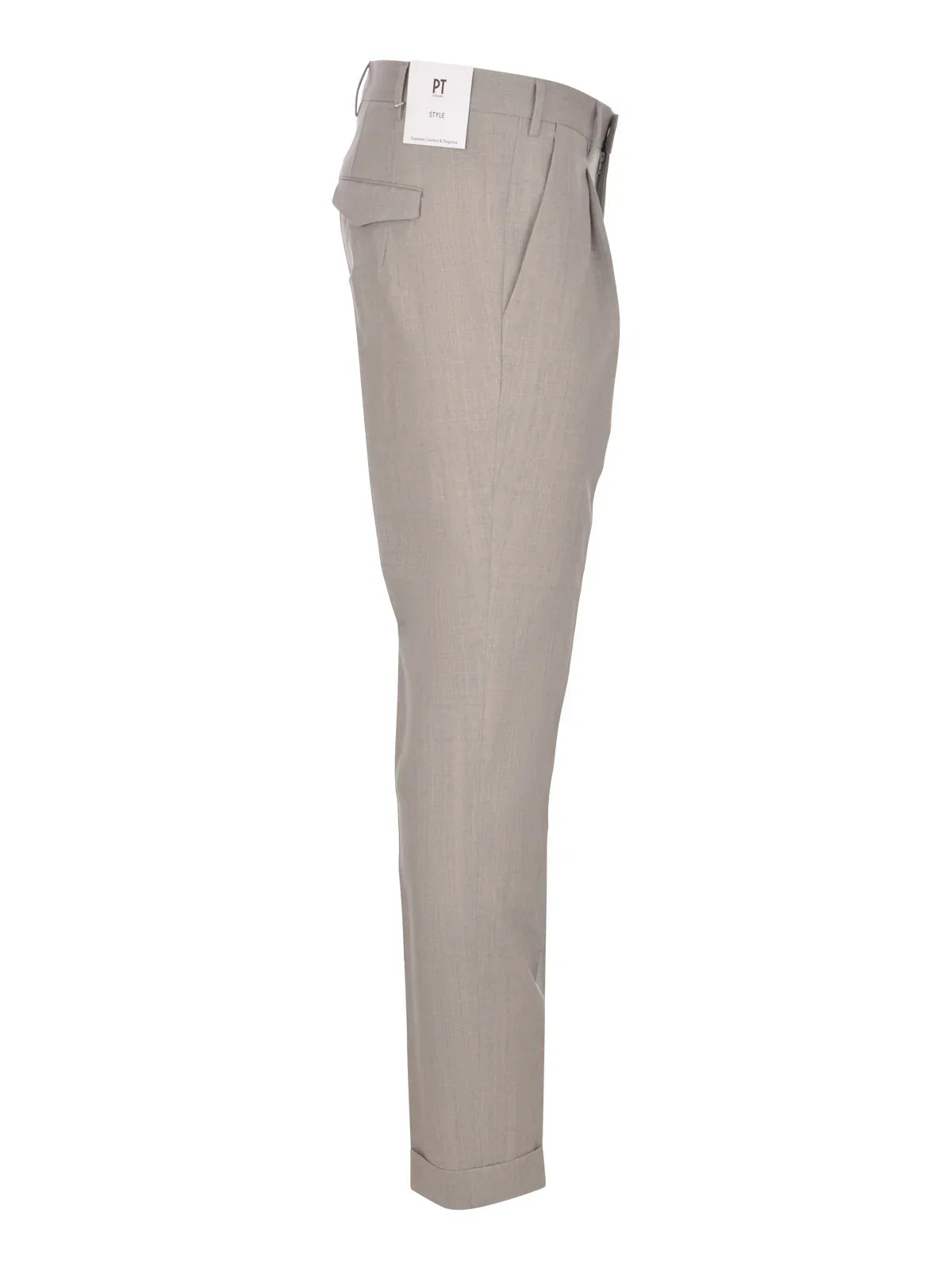 Pantalone uomo elegante grigio chiaro, tasche posteriori, vestibilità slim, moda uomo