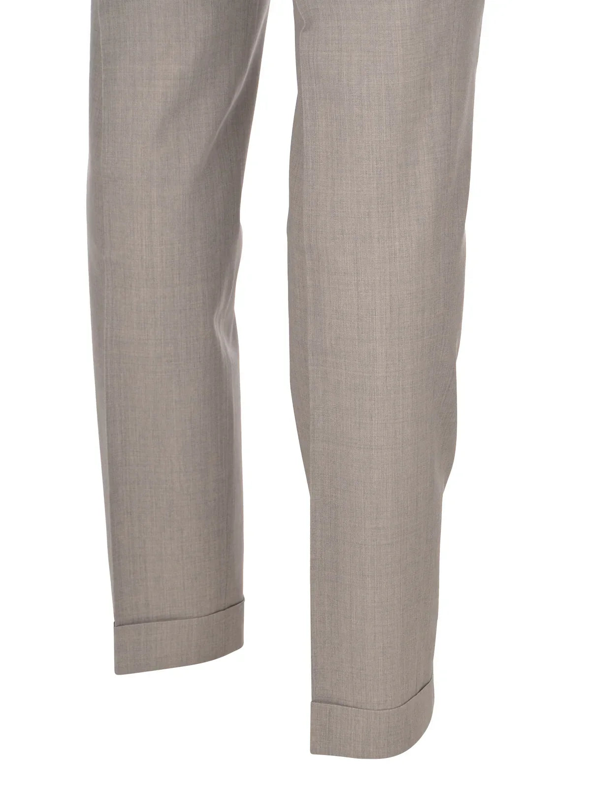 Pantaloni uomo eleganti color beige chiaro con risvolto, stile classico Made in Italy