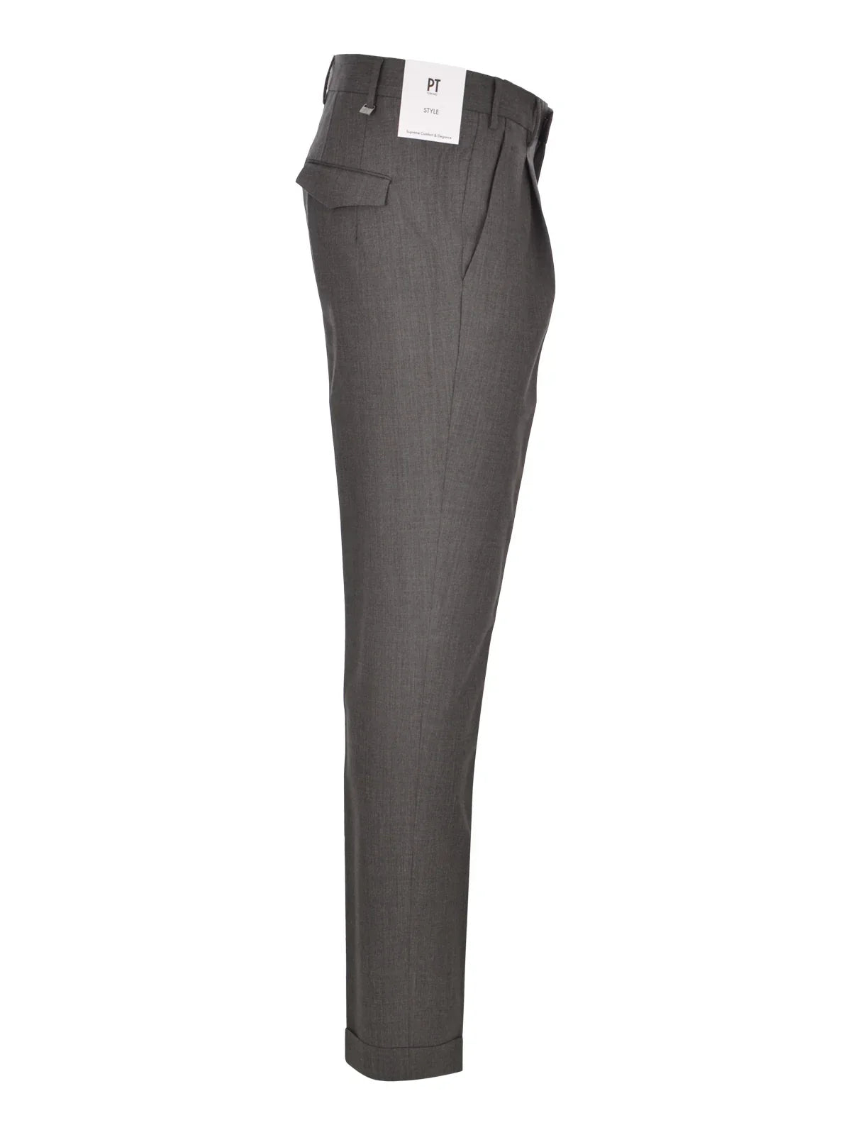 Pantaloni uomo eleganti grigi in lana con tasche laterali, vestibilità moderna