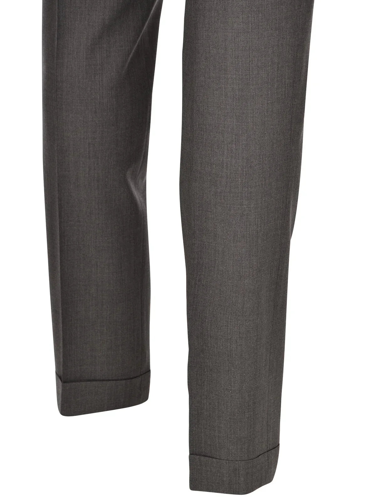 Pantaloni uomo grigi eleganti in tessuto con risvolto, stile formale moderno